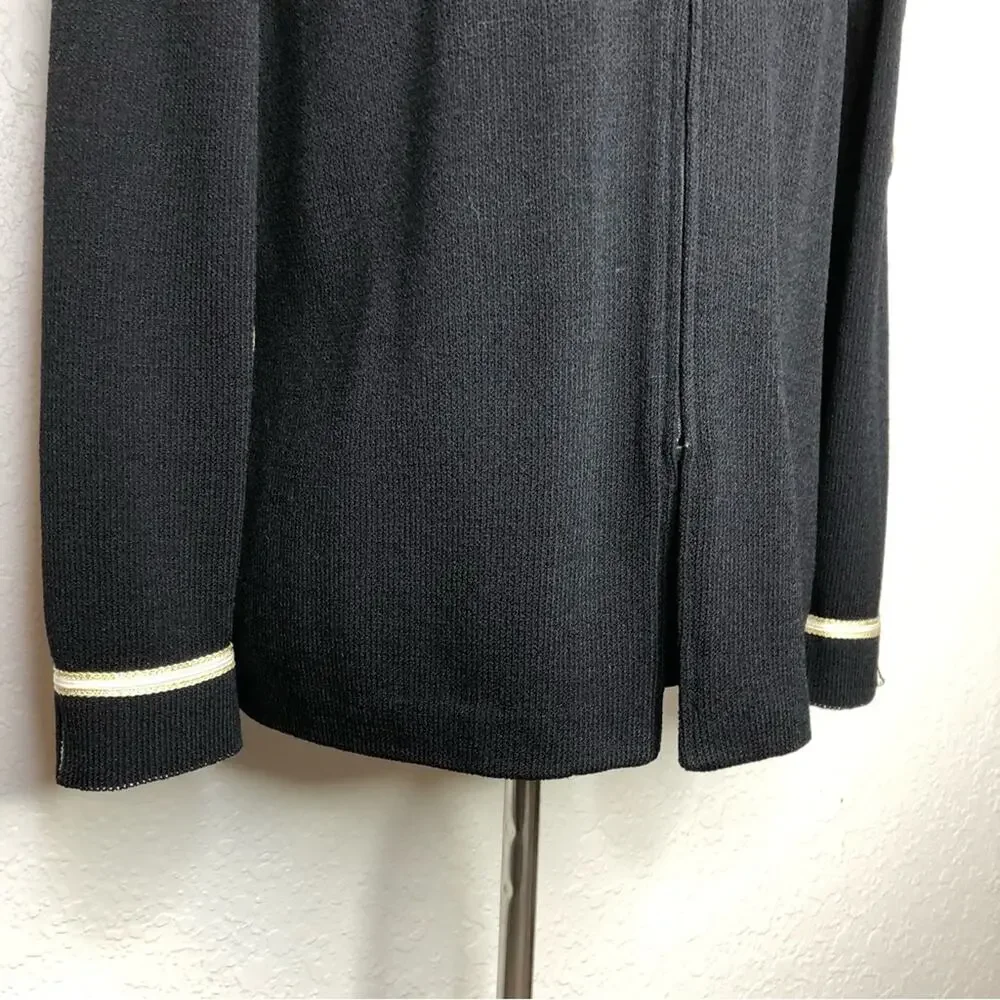 St John Collection black with white gold trim santana knit zip front jacket 10